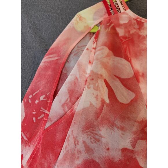 Blue Velvet Pink Floral Sheer Kimono Shawl Poncho Sz M Beaded Sheer topper NWT - Picture 6 of 9